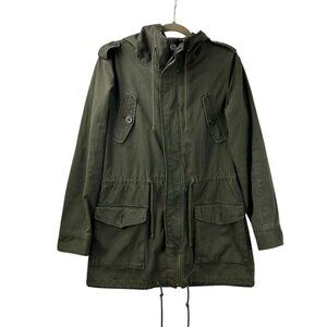Aritzia TNA Women's Medium Military Green Hooded Parka Utility Jacket Full Zip